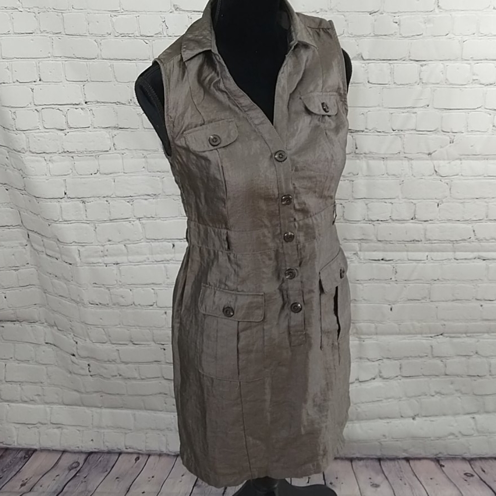 YA Los Angeles Silver Collared Sheath Dress